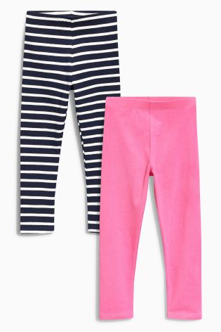 Navy/Pink Stripe Leggings Two Pack (3mths-6yrs)